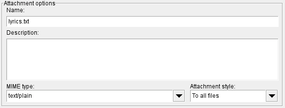 typical options for an attachment