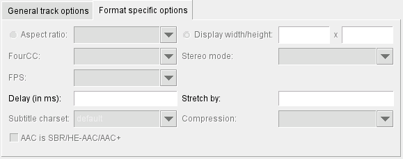 typical options for an audio track