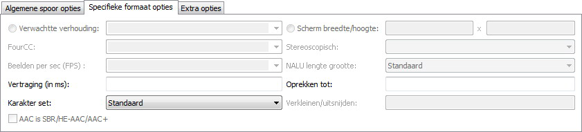 Typische opties voor een audio spoor