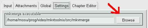 selecting the mkvmerge executable