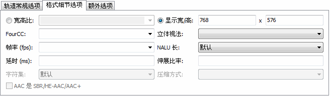 视频轨典型选项